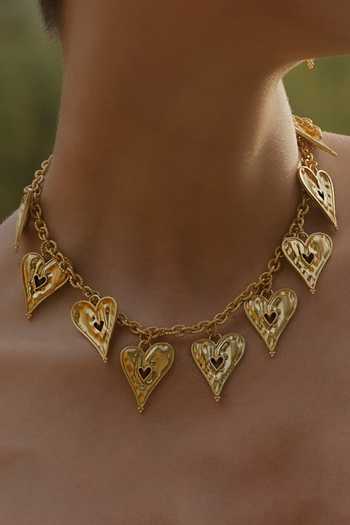 Arvino Gold Plated Textured Heart Necklace Online at Aza Fashions Arvino_Gold Plated Textured Heart Necklace _Online_at_Aza_Fashions