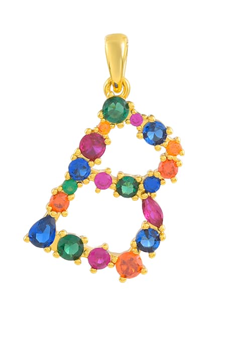 Arvino Alphabet B Studded Gemstone Pendant Necklace 