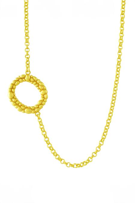 Arvino Gold Plated Recycled Bronze O Shaped Charm Pendant Necklace 