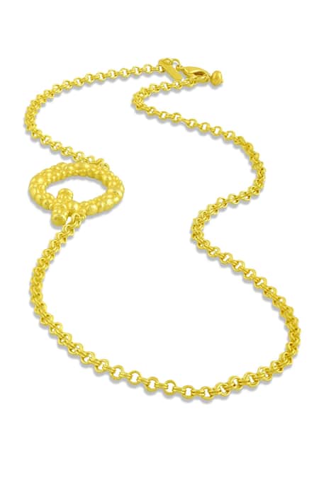 Arvino Gold Plated Recycled Bronze Q Shaped Charm Pendant Necklace 