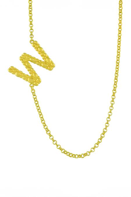 Arvino Gold Plated Recycled Bronze W Shaped Charm Pendant Necklace 