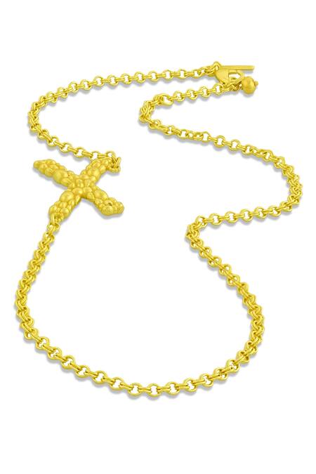 Arvino Gold Plated Recycled Bronze X Shaped Charm Pendant Necklace 