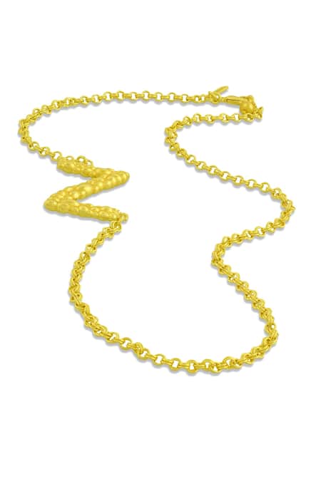 Arvino Gold Plated Recycled Bronze Z Shaped Charm Pendant Necklace 