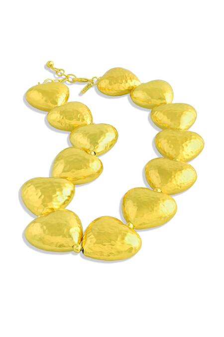 Arvino Gold Plated Recycled Bronze Textured Heart Necklace 