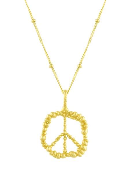 Arvino Gold Plated Recycled Bronze Peace Shaped Charm Pendant Necklace Online at Aza Fashions Arvino_Gold Plated Recycled Bronze Peace Shaped Charm Pendant Necklace _Online_at_Aza_Fashions
