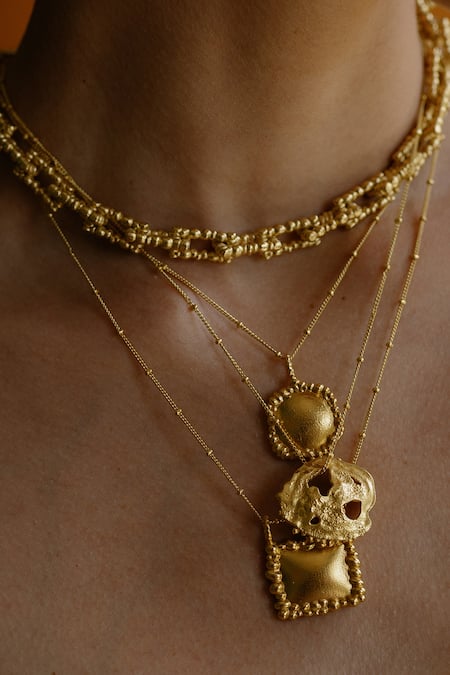 Arvino Gold Plated Recycled Bronze Dotted Link Chain Necklace 