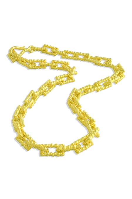 Shop Arvino Gold Plated Recycled Bronze Dotted Link Chain Necklace at Aza Fashions Shop_Arvino_Gold Plated Recycled Bronze Dotted Link Chain Necklace _at_Aza_Fashions