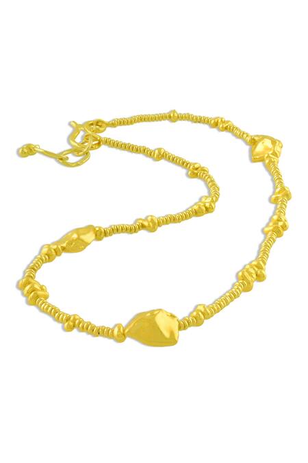 Shop Arvino Gold Plated Recycled Bronze Molten Nugget Station Chain Necklace at Aza Fashions Shop_Arvino_Gold Plated Recycled Bronze Molten Nugget Station Chain Necklace _at_Aza_Fashions