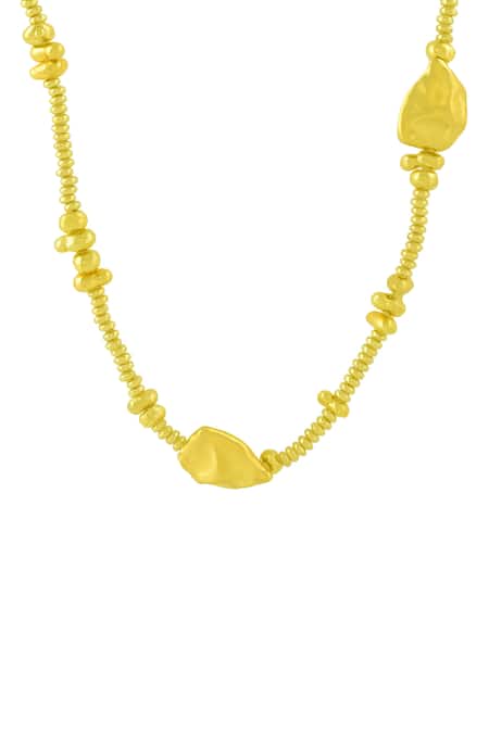 Arvino Gold Plated Recycled Bronze Molten Nugget Station Chain Necklace Online at Aza Fashions Arvino_Gold Plated Recycled Bronze Molten Nugget Station Chain Necklace _Online_at_Aza_Fashions