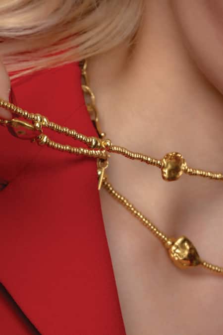 Buy Arvino Gold Plated Recycled Bronze Molten Nugget Station Chain Necklace Online at Aza Fashions Buy_Arvino_Gold Plated Recycled Bronze Molten Nugget Station Chain Necklace _Online_at_Aza_Fashions