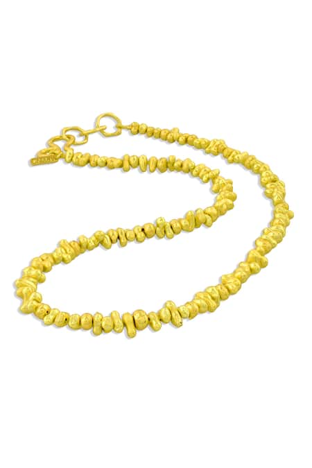 Shop Arvino Gold Plated Recycled Bronze Molten Beaded Chain Necklace at Aza Fashions Shop_Arvino_Gold Plated Recycled Bronze Molten Beaded Chain Necklace _at_Aza_Fashions