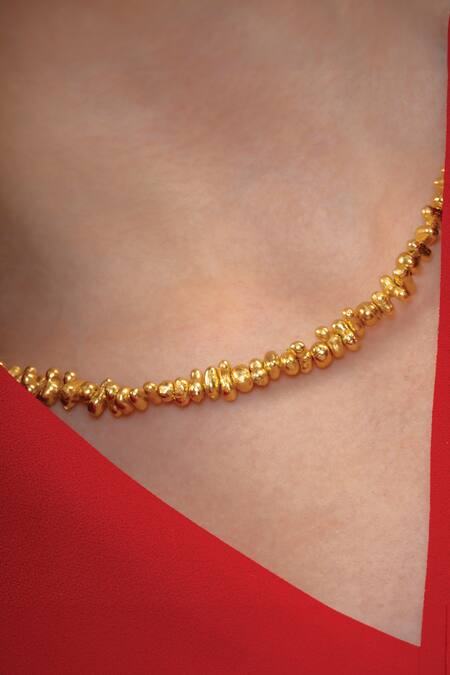 Buy Arvino Gold Plated Recycled Bronze Molten Beaded Chain Necklace Online at Aza Fashions Buy_Arvino_Gold Plated Recycled Bronze Molten Beaded Chain Necklace _Online_at_Aza_Fashions