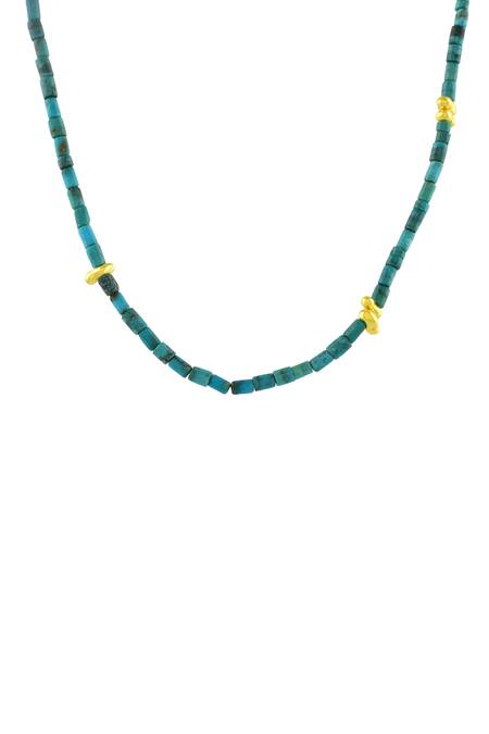 Arvino Blue Turquoise Beaded Embellished Chain Necklace Online at Aza Fashions Arvino_Blue Turquoise Beaded Embellished Chain Necklace _Online_at_Aza_Fashions