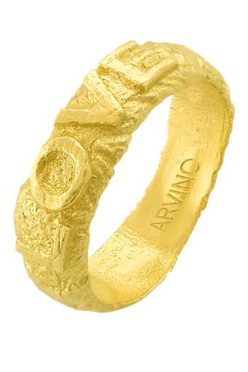 Arvino Gold Plated Recycled Bronze Textured Love Carved Ring Online at Aza Fashions Arvino_Gold Plated Recycled Bronze Textured Love Carved Ring _Online_at_Aza_Fashions