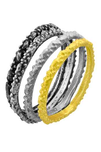 Arvino Recycled Bronze Granulated Band Stack Rings - Set Of 4 