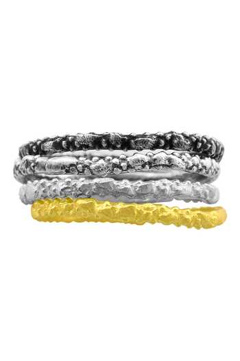 Arvino Recycled Bronze Granulated Band Stack Rings - Set Of 4 