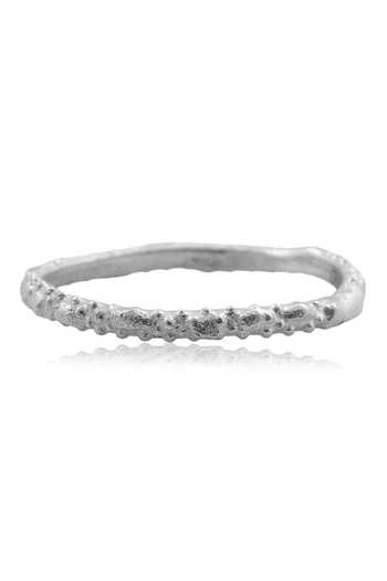 Arvino_Multi Color Beads Recycled Bronze Granulated Band Stack Rings - Set Of 4 _at_Aza_Fashions
