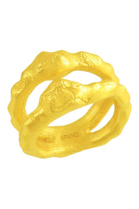 Arvino Gold Plated Recycled Bronze Molten Dual Band Ring Online at Aza Fashions Arvino_Gold Plated Recycled Bronze Molten Dual Band Ring _Online_at_Aza_Fashions