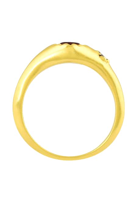 Buy Arvino Red Gota Patti Garnet Stones Embellished Ring Online at Aza Fashions Buy_Arvino_Red Gota Patti Garnet Stones Embellished Ring _Online_at_Aza_Fashions