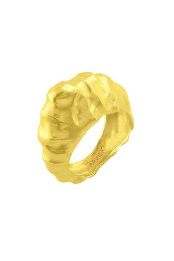 Shop Arvino Gold Plated Recycled Bronze Textured Foil Ring at Aza Fashions Shop_Arvino_Gold Plated Recycled Bronze Textured Foil Ring _at_Aza_Fashions