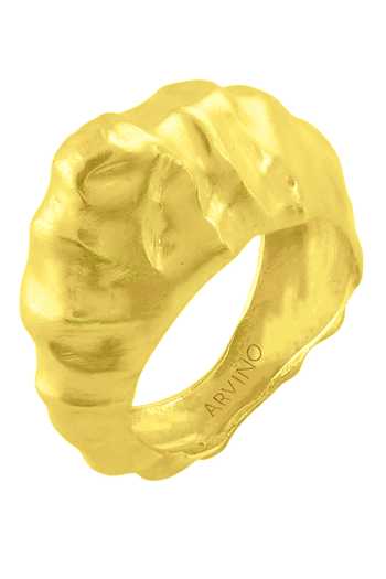 Shop Arvino Gold Plated Recycled Bronze Textured Foil Ring Online at Aza Fashions Shop_Arvino_Gold Plated Recycled Bronze Textured Foil Ring _Online_at_Aza_Fashions