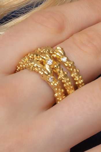 Arvino Stone Embellished Granulated Band Ring 