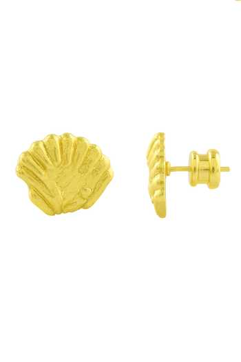 Shop Arvino Gold Plated Sea Shell Stud Earrings at Aza Fashions Shop_Arvino_Gold Plated Sea Shell Stud Earrings _at_Aza_Fashions