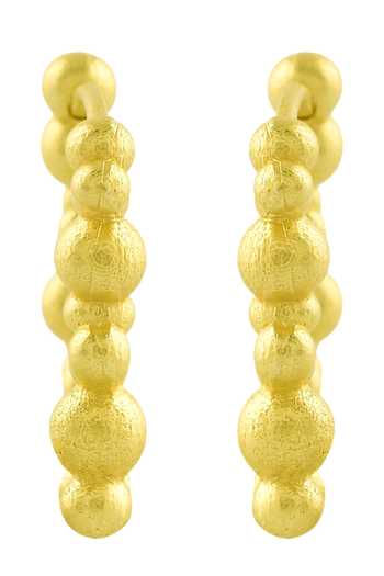 Arvino_Gold Plated Beads Rowdy Rectangle Huggies _Online_at_Aza_Fashions