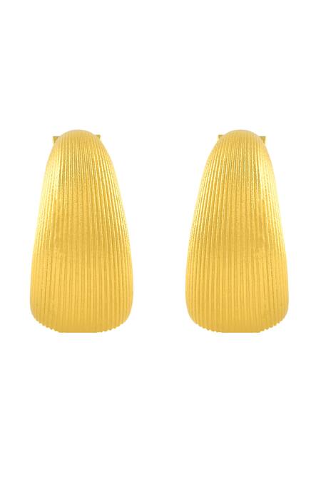 Arvino_Gold Plated Pratapgari Striated Hoops _Online_at_Aza_Fashions