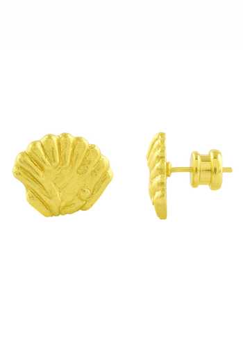 Shop Arvino Gold Plated Sea Shell Large Stud Earrings at Aza Fashions Shop_Arvino_Gold Plated Sea Shell Large Stud Earrings _at_Aza_Fashions