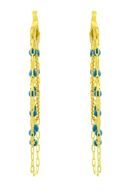 Arvino_Blue Beads Turquoise Multi-chain Huggies _Online_at_Aza_Fashions