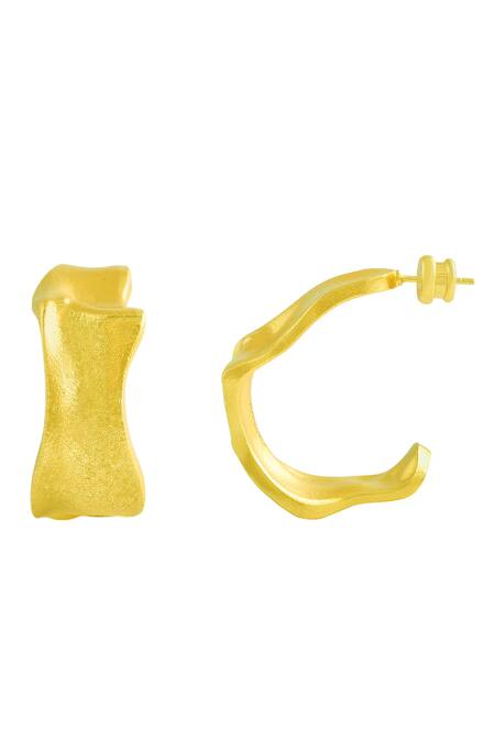 Buy Arvino Gold Plated Crimped Textured Hoops Online at Aza Fashions Buy_Arvino_Gold Plated Crimped Textured Hoops _Online_at_Aza_Fashions