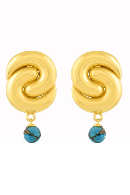 Arvino_Gold Plated Stones Southwest Embellished Drop Earrings _Online_at_Aza_Fashions