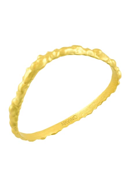 Arvino_Gold Plated Textured Work Rowdy Bangle _Online_at_Aza_Fashions