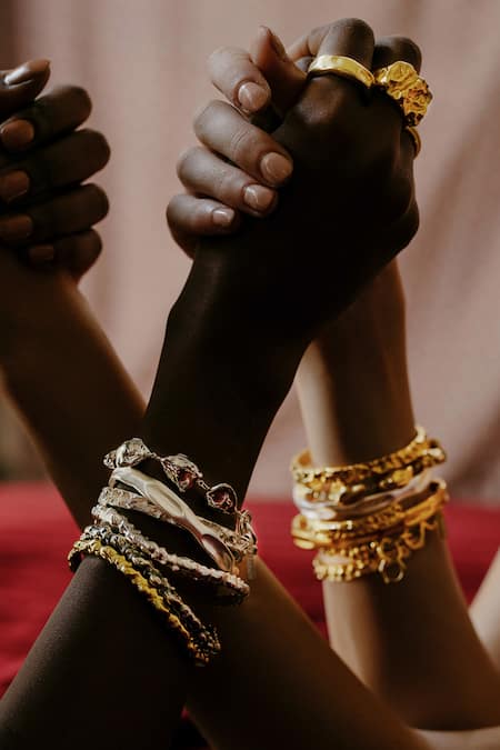 Shop_Arvino_Gold Plated Textured Work Rowdy Bangle _Online_at_Aza_Fashions