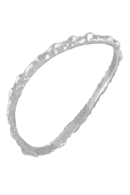 Arvino_Silver Plated Textured Rowdy Bangle _Online_at_Aza_Fashions