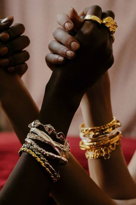 Shop_Arvino_Silver Plated Textured Rowdy Bangle _Online_at_Aza_Fashions