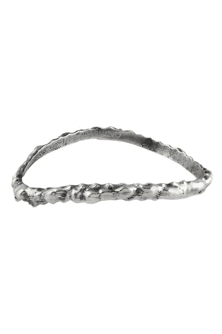 Arvino Oxidised Rowdy Textured Pattern Bangle 