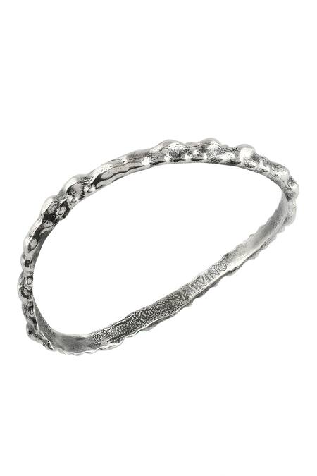 Arvino_Silver Plated Oxidised Rowdy Textured Pattern Bangle _Online_at_Aza_Fashions