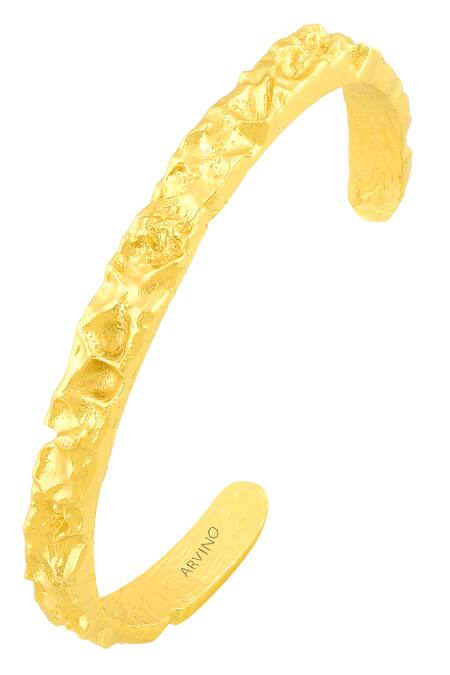 Arvino_Gold Plated Chunky Molten Hand Cuff _Online_at_Aza_Fashions