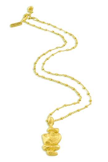 Shop Arvino Gold Plated Patrimony Totem Carved Charm Necklace at Aza Fashions Shop_Arvino_Gold Plated Patrimony Totem Carved Charm Necklace _at_Aza_Fashions