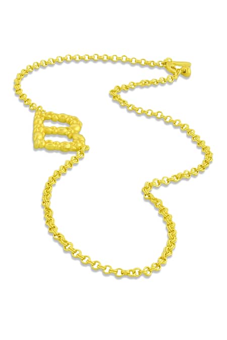 Arvino B Initial Carved Pendant Necklace 