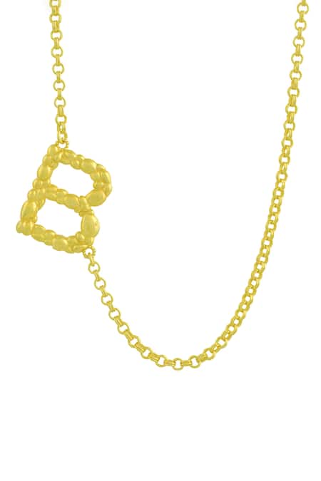 Arvino B Initial Carved Pendant Necklace 