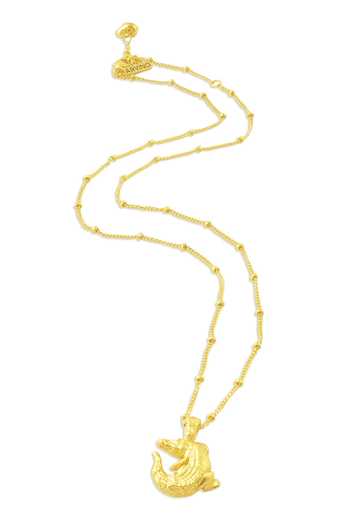 Shop Arvino Gold Plated Croc Chain Cram Necklace at Aza Fashions Shop_Arvino_Gold Plated Croc Chain Cram Necklace _at_Aza_Fashions