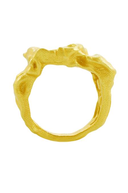 Arvino_Gold Plated Chunky Molten Ring _Online_at_Aza_Fashions