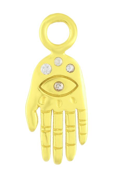 Arvino_Gold Plated Hamsa Embellished Charms - Set Of 2 _Online_at_Aza_Fashions