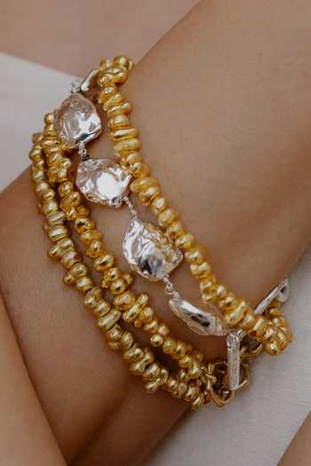 Buy_Arvino_Gold Plated Molten Nugget Bracelet _Online_at_Aza_Fashions