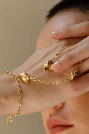 Shop Arvino Gold Plated Stones Nugget Embellished Hathphool at Aza Fashions Shop_Arvino_Gold Plated Stones Nugget Embellished Hathphool _at_Aza_Fashions