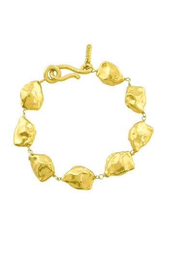 Shop Arvino Gold Plated Molten Nugget Bracelet at Aza Fashions Shop_Arvino_Gold Plated Molten Nugget Bracelet _at_Aza_Fashions