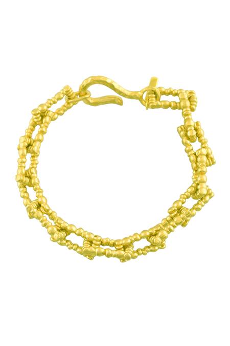 Buy_Arvino_Gold Plated Chunky Dotted Chain Link Bracelet _Online_at_Aza_Fashions